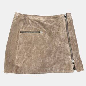 Blank NYC 100% Suede Leather Beige Tan Zipper Mini Skirt Women's Size 27